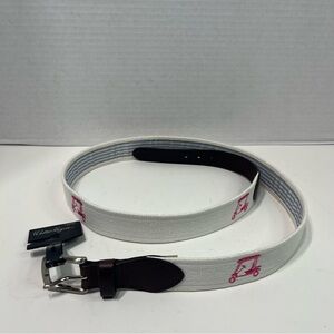 WALTER HAGEN embroidered pink Golf Cart belt NWT LEATHER trim